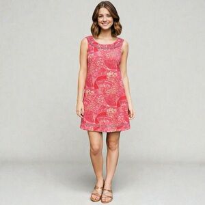 Lilly Pulitzer Sophia Shift Dress Punch Pink Fan Print Rhinestone Trimmed Size 4